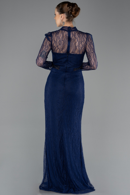 Long Navy Blue Dantelle Evening Dress ABU5736