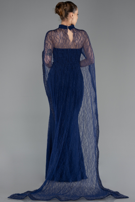 Long Navy Blue Dantelle Evening Dress ABU5739