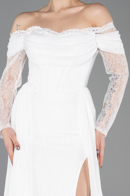 Long White Dantelle Evening Dress ABU5727