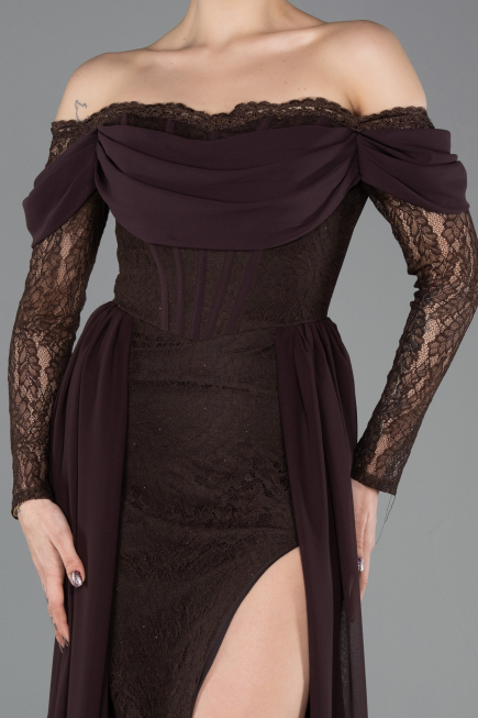 Long Brown Dantelle Evening Dress ABU5727