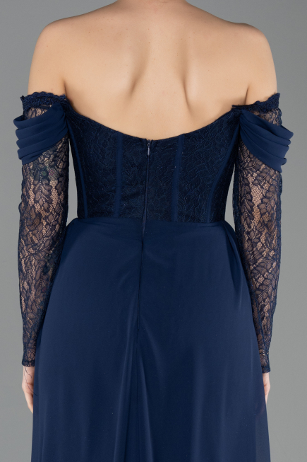 Long Navy Blue Dantelle Evening Dress ABU5727