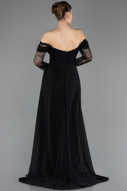 Long Black Dantelle Evening Dress ABU5727