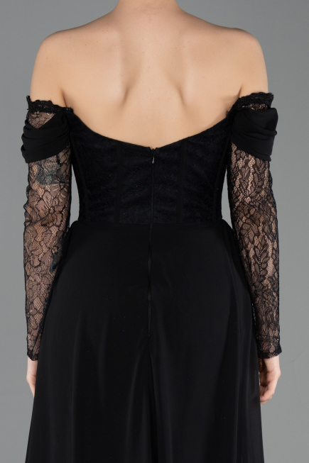 Long Black Dantelle Evening Dress ABU5727