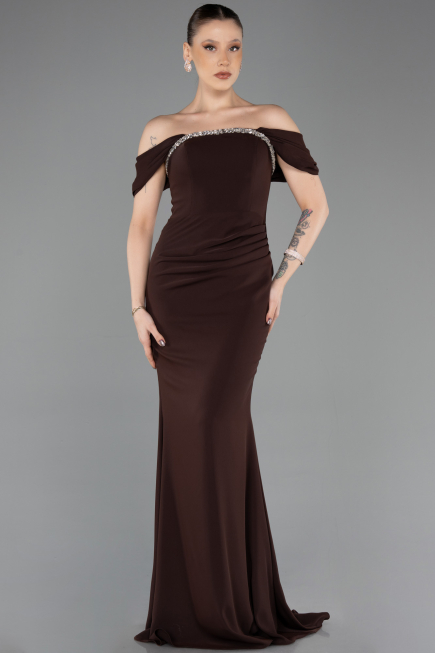 Long Brown Mermaid Evening Gown ABU5740
