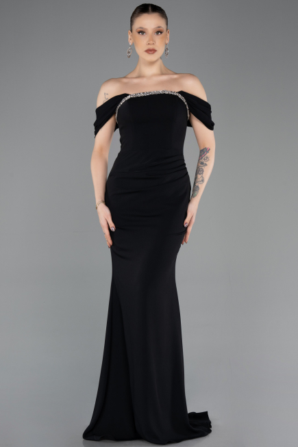 Long Black Mermaid Evening Gown ABU5740
