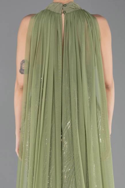Long Olive Drab Beaded Mermaid Prom Dress ABU5741