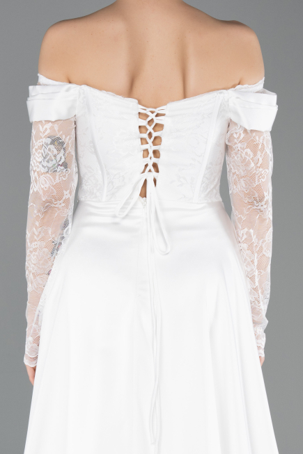 Long White Dantelle Evening Dress ABU5723