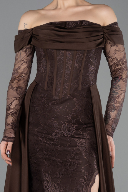 Long Brown Dantelle Evening Dress ABU5723
