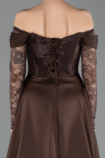 Long Brown Dantelle Evening Dress ABU5723