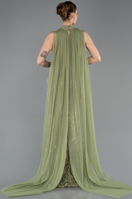 Long Olive Drab Beaded Mermaid Prom Dress ABU5741