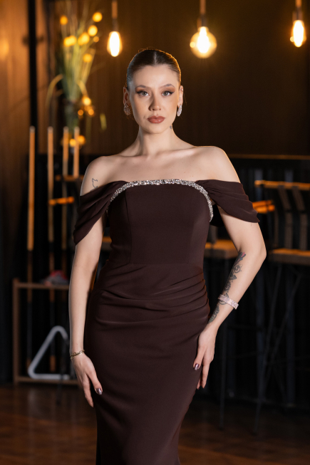 Long Brown Mermaid Evening Gown ABU5740