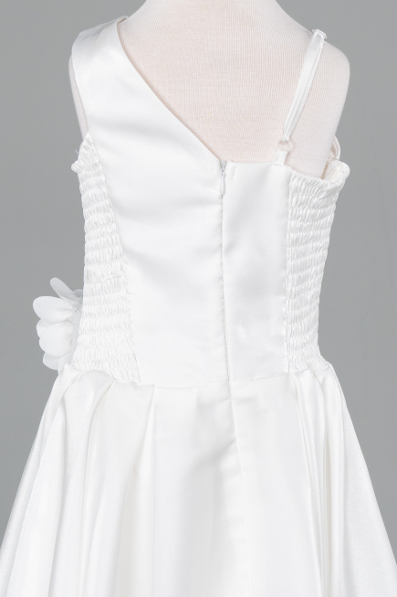 Short White Satin Girl Dress ABK2521