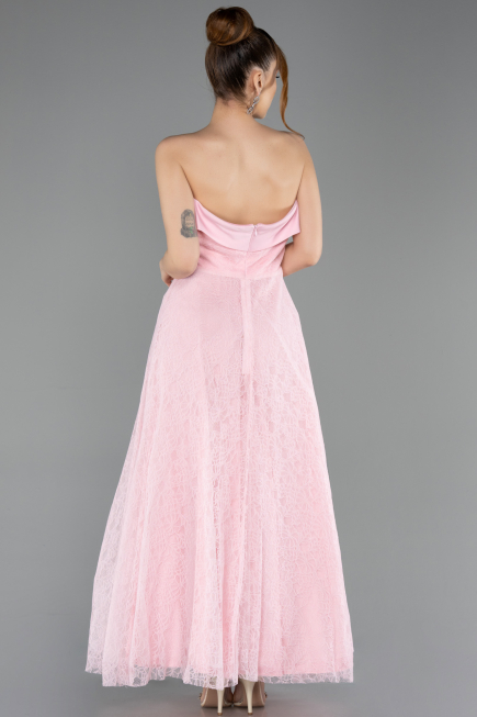 Midi Powder Color Dantelle Party Dress ABK2538