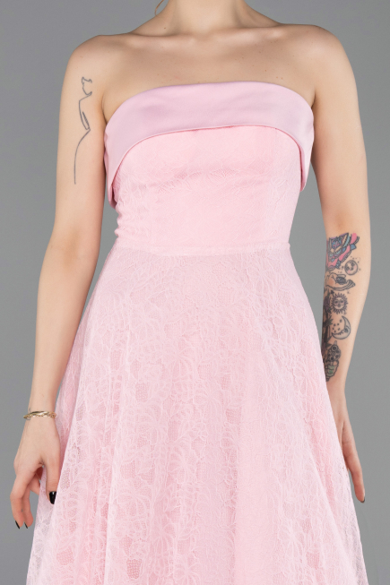 Midi Powder Color Dantelle Party Dress ABK2538