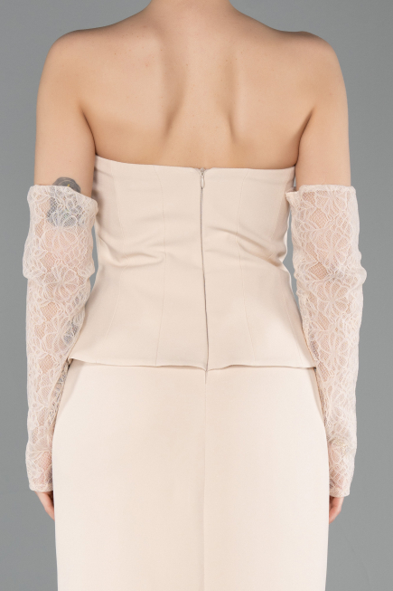 Midi Beige Cocktail Dress ABK2539