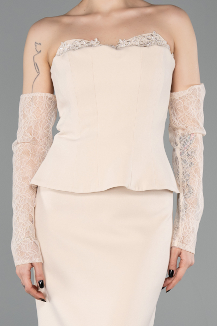 Midi Beige Cocktail Dress ABK2539