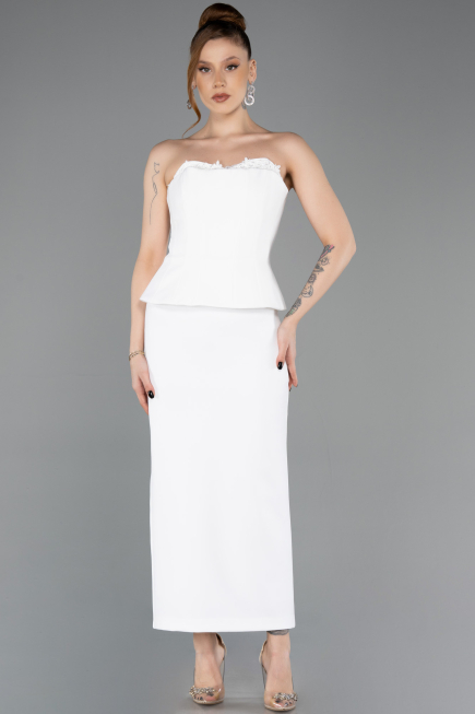 Midi White Cocktail Dress ABK2539