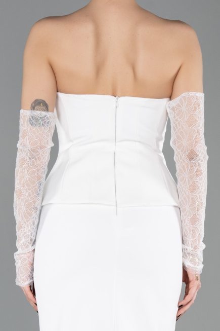 Midi White Cocktail Dress ABK2539