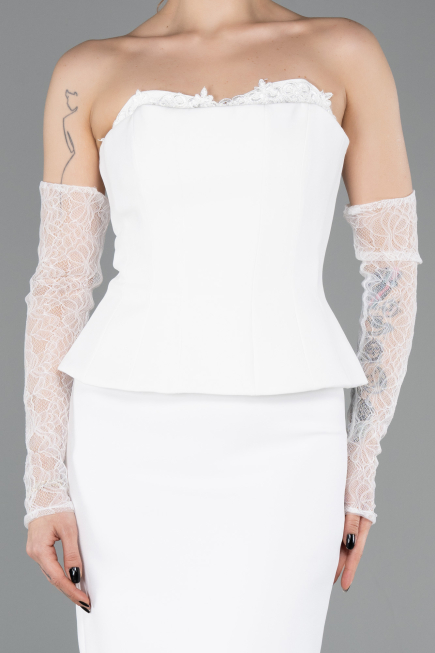 Midi White Cocktail Dress ABK2539