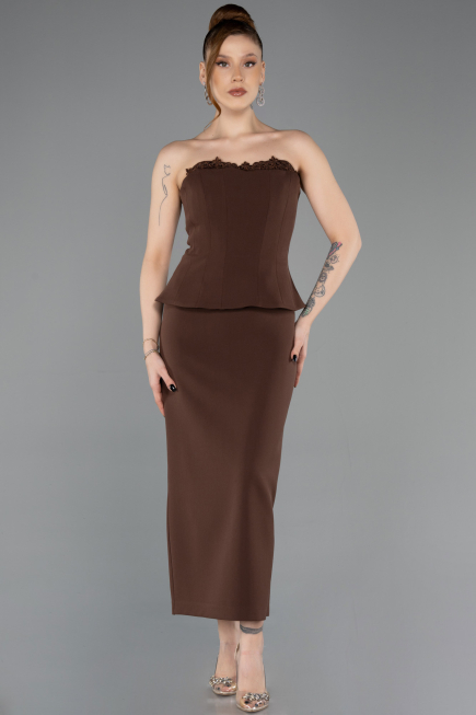 Midi Brown Cocktail Dress ABK2539