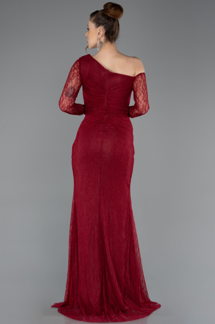 Burgundy Long Dantelle Evening Dress ABU5618