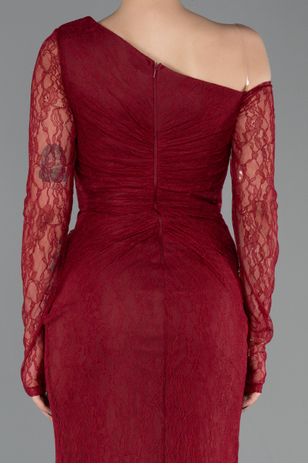Burgundy Long Dantelle Evening Dress ABU5618