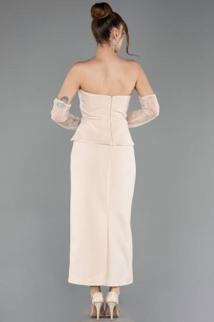Midi Beige Cocktail Dress ABK2539