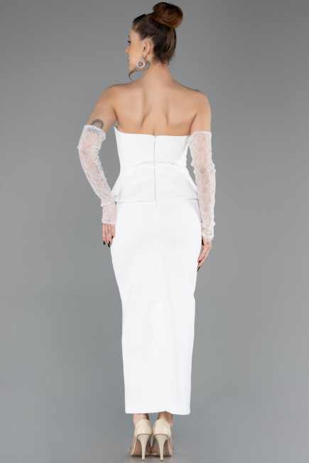 Midi White Cocktail Dress ABK2539