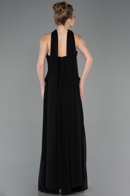 Long Black Chiffon Evening Dress ABU5757