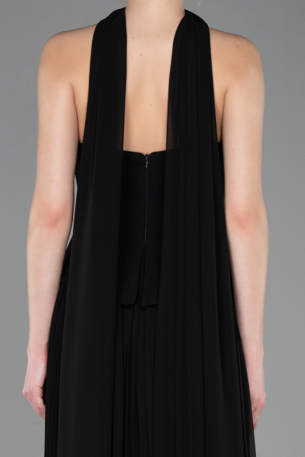 Long Black Chiffon Evening Dress ABU5757