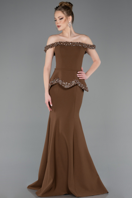 Long Brown Mermaid Evening Gown ABU5758