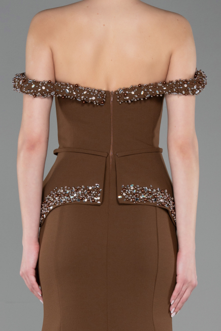 Long Brown Mermaid Evening Gown ABU5758