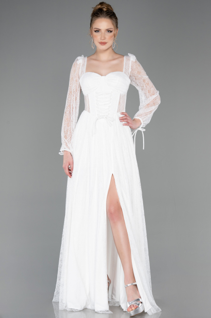 Long White Dantelle Evening Dress ABU5797