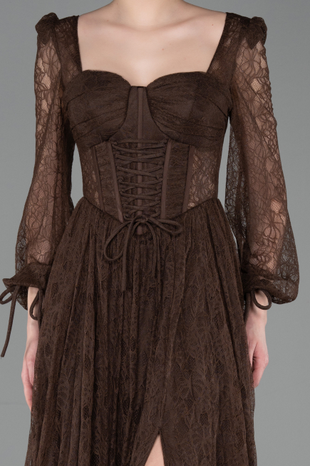 Long Brown Dantelle Evening Dress ABU5797