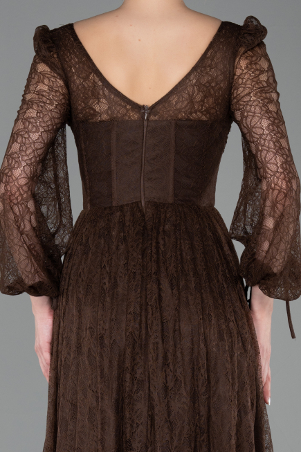 Long Brown Dantelle Evening Dress ABU5797