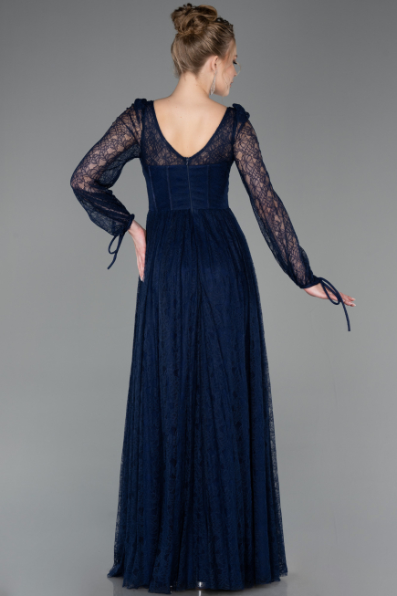 Long Navy Blue Dantelle Evening Dress ABU5797