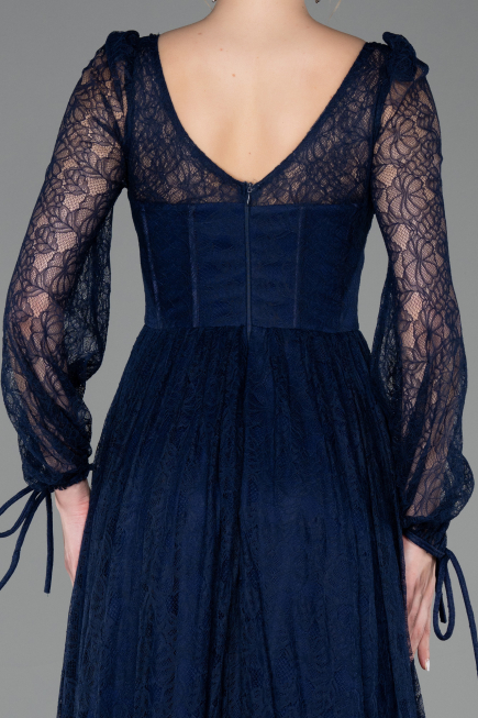 Long Navy Blue Dantelle Evening Dress ABU5797