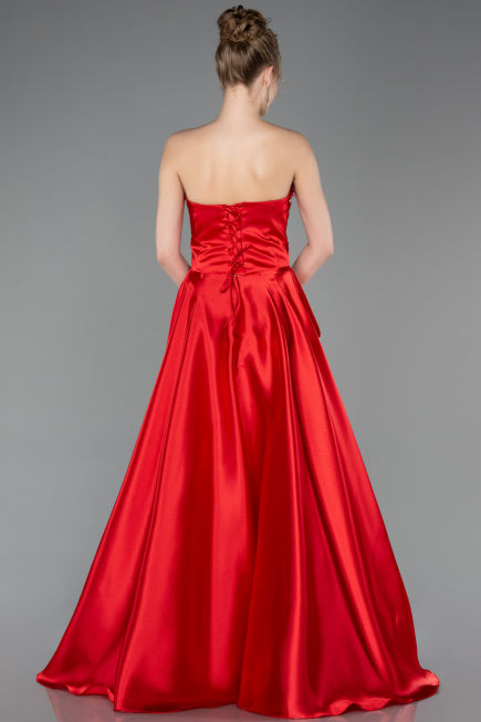 Long Red Satin Evening Dress ABU5767