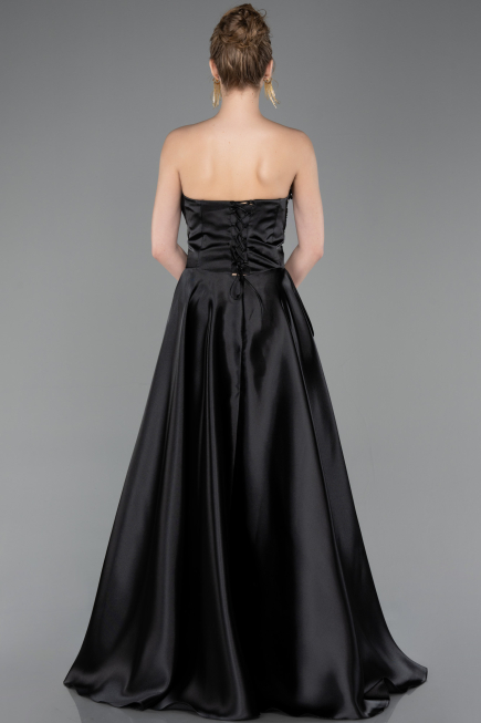 Long Black Satin Evening Dress ABU5767