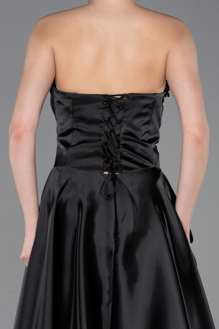 Long Black Satin Evening Dress ABU5767