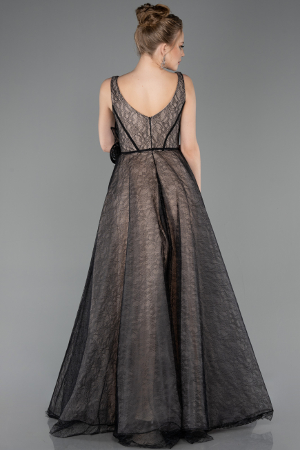 Long Black Dantelle Evening Dress ABU5778