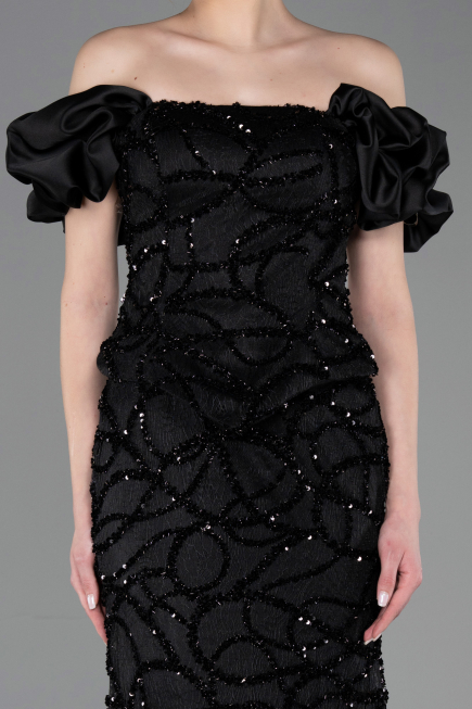 Long Black Scaly Mermaid Prom Dress ABU5780