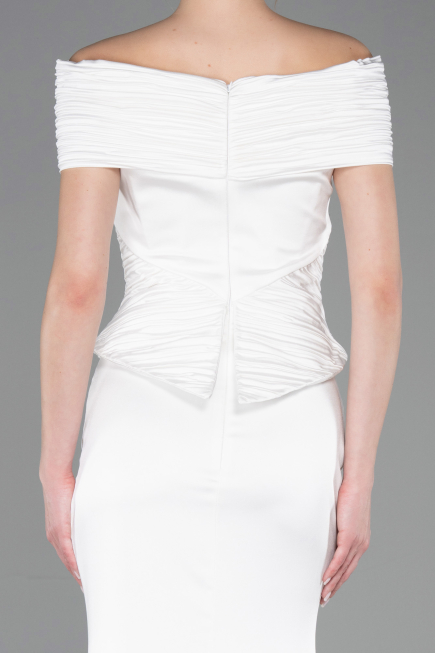 Long White Satin Evening Dress ABU5785