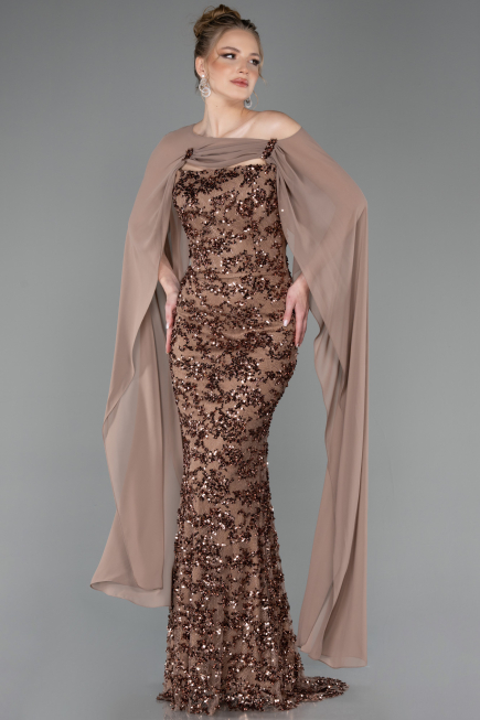 Long Copper Scaly Evening Dress ABU5790