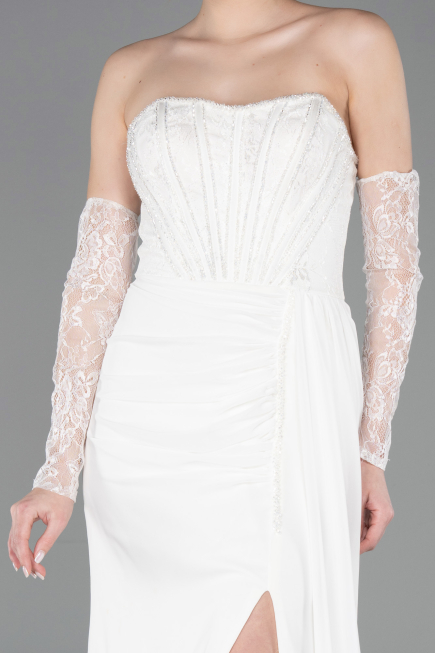Long White Chiffon Evening Dress ABU5791