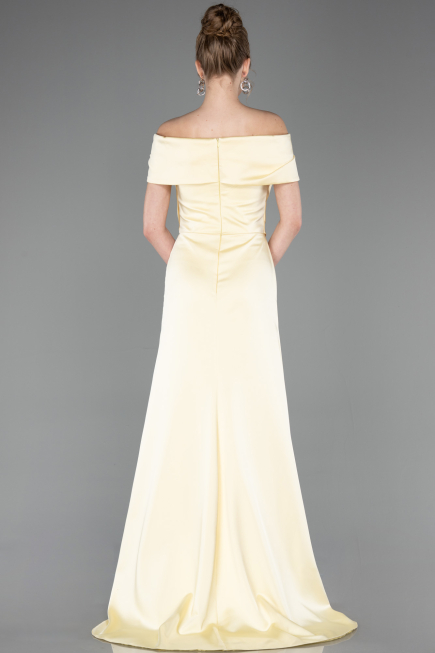 Long Yellow Satin Evening Dress ABU5792
