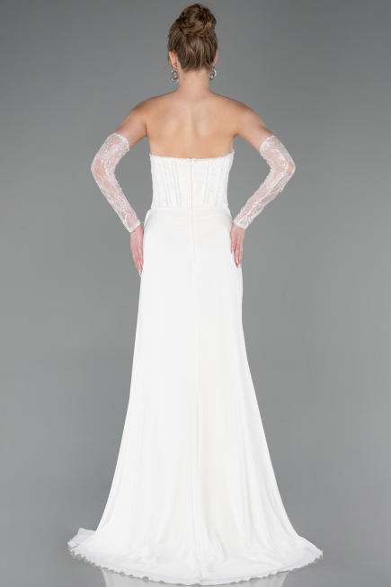Long White Chiffon Evening Dress ABU5791