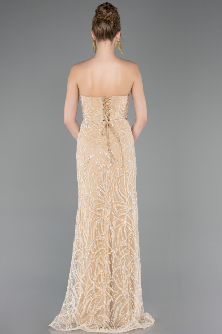 Gold Long Beaded Evening Dress ABU5511