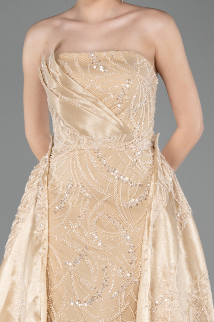 Gold Long Beaded Evening Dress ABU5511