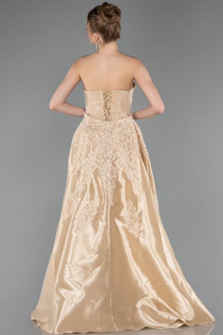 Gold Long Beaded Evening Dress ABU5511